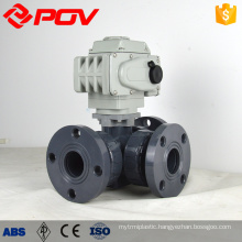 Plastic UPVC socket motorized ball valve 3 way